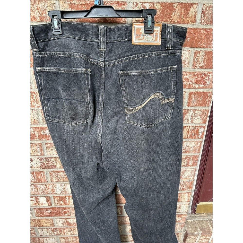 Drunk Munky Jeans Mens Size 36x34 Straight Leg Baggy Denim Gray Streetwear